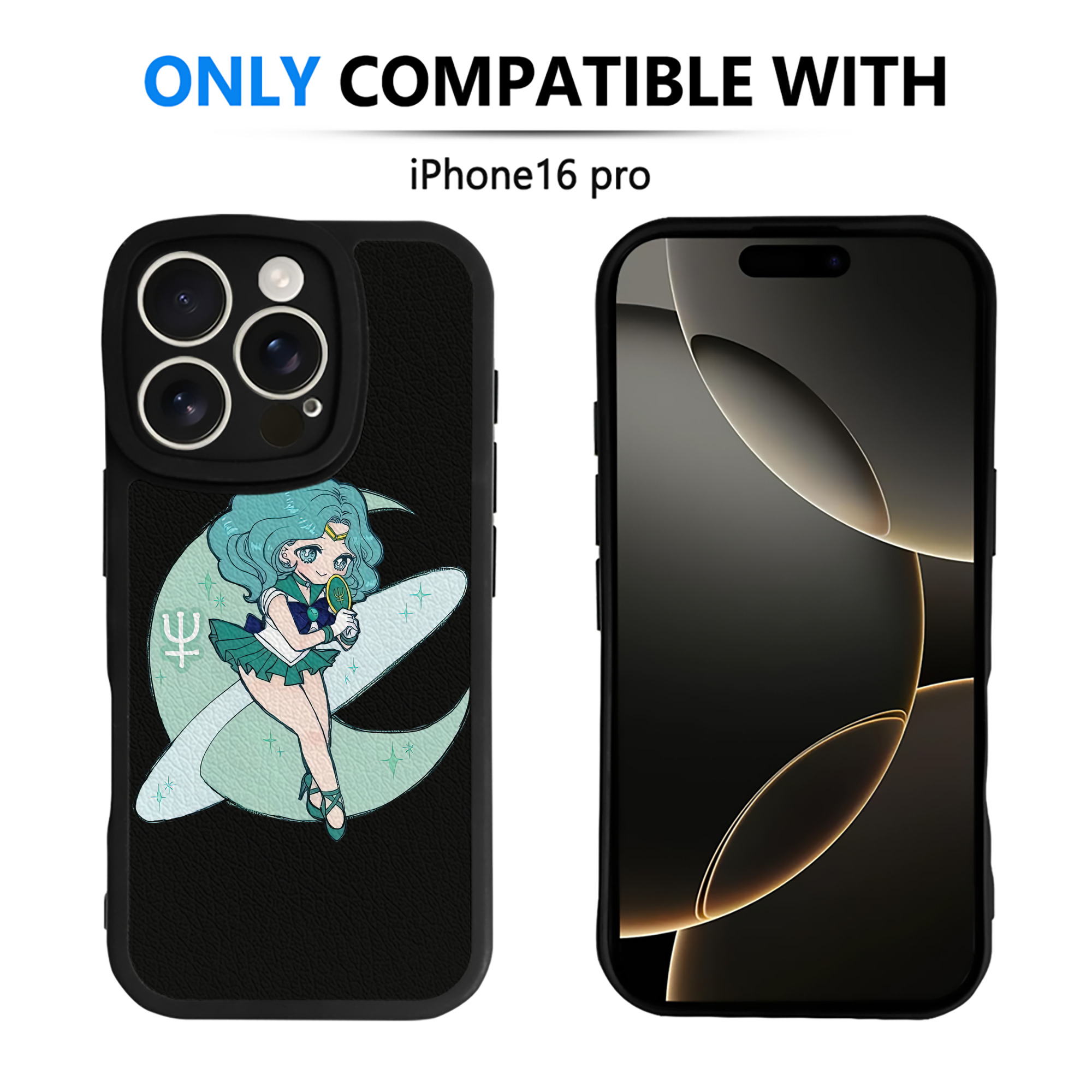（画像用） 美少女戦士セーラームーン 海王 みちる（かいおう みちる） Sailor Moon Kaiou Michiru 【iPhone 16シリーズ対応】シリコンスマホケース（レザー調） 材質：シリコン